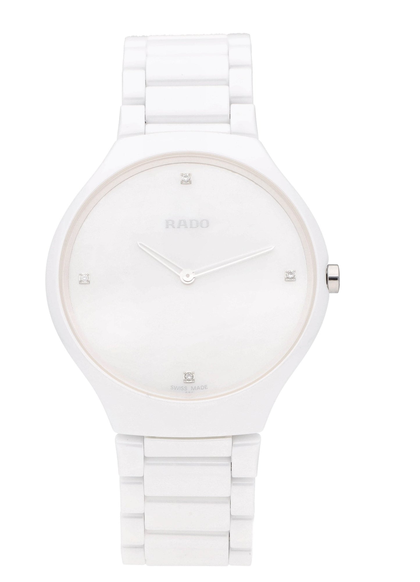 Rado True Thinline 39mm White MOP Diamond Dial Ceramic Men's Watch R27957902