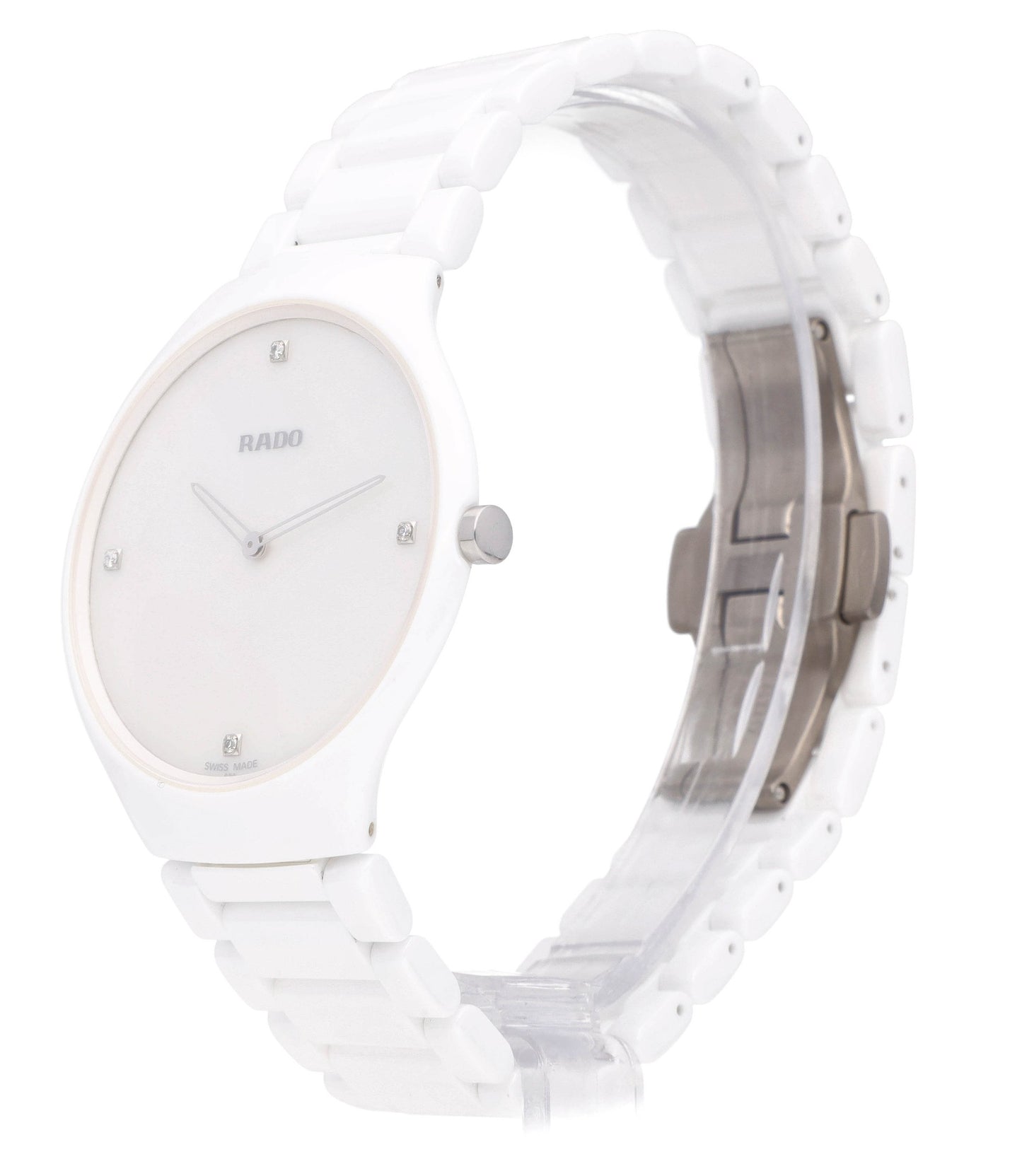 Rado True Thinline 39mm White MOP Diamond Dial Ceramic Men's Watch R27957902
