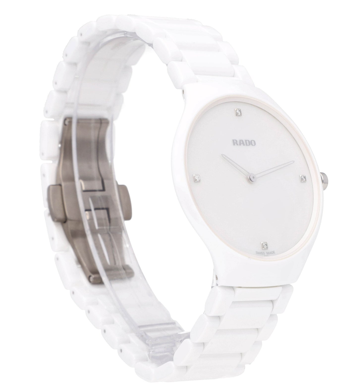 Rado True Thinline 39mm White MOP Diamond Dial Ceramic Men's Watch R27957902