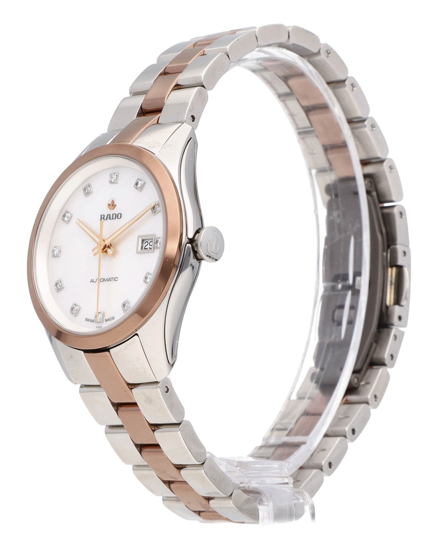 Rado Hyperchrome 30.6mm Auto Two-Tone White Diamond Dial Ladies Watch R32087902