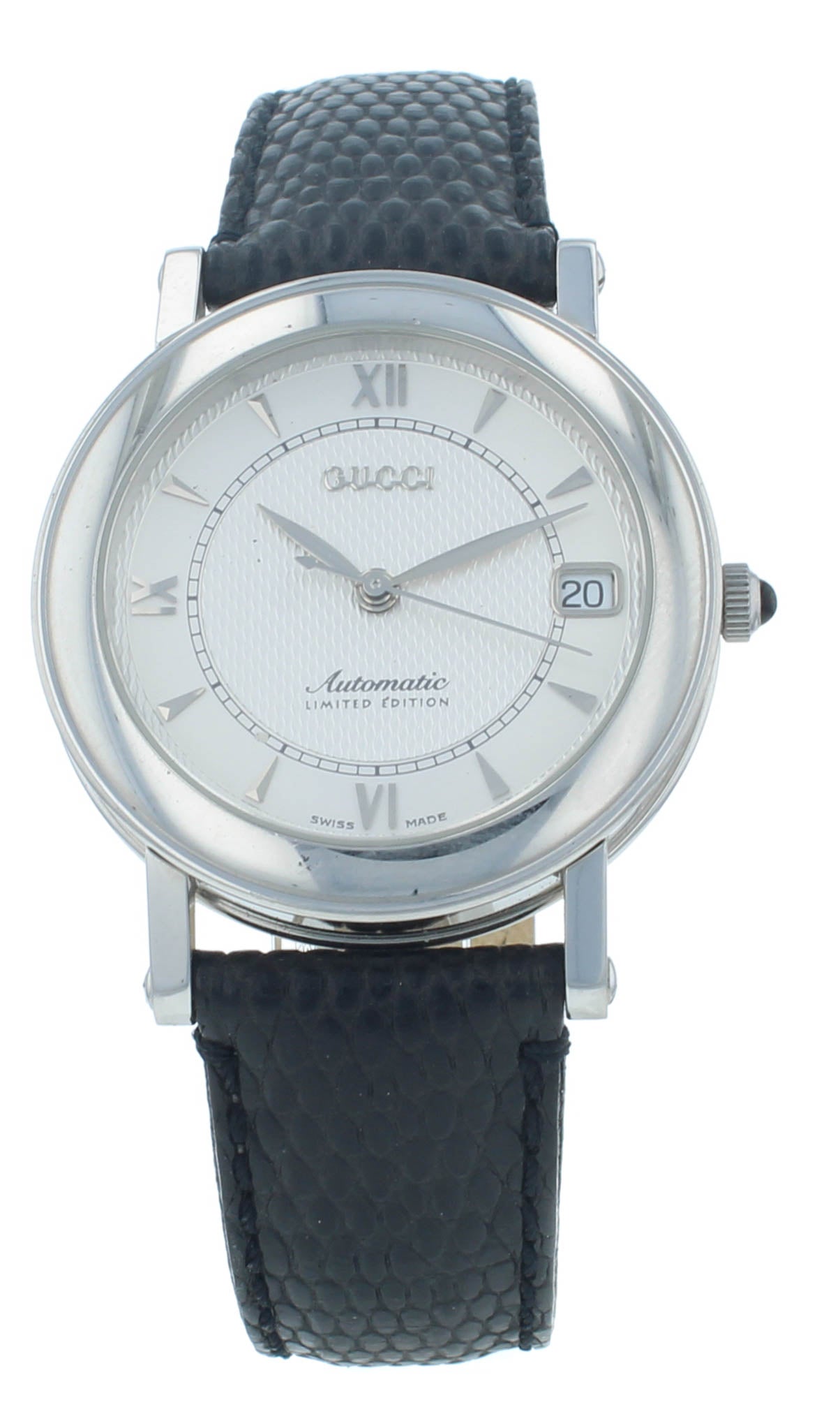 Pre-Owned Gucci 7400 Automatic Steel 34mm Silver Dial Black Strap Unisex Watch