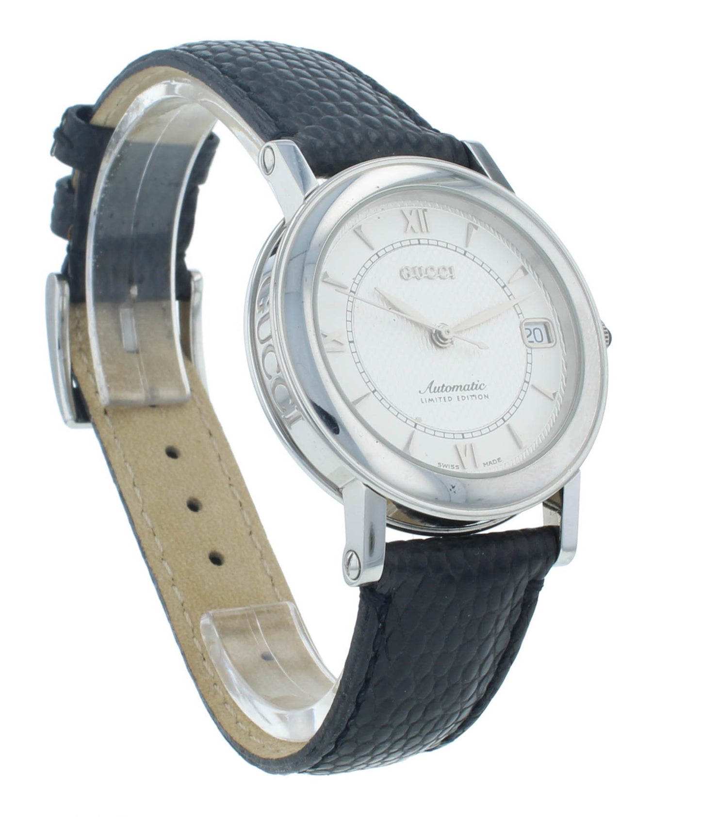 Pre-Owned Gucci 7400 Automatic Steel 34mm Silver Dial Black Strap Unisex Watch