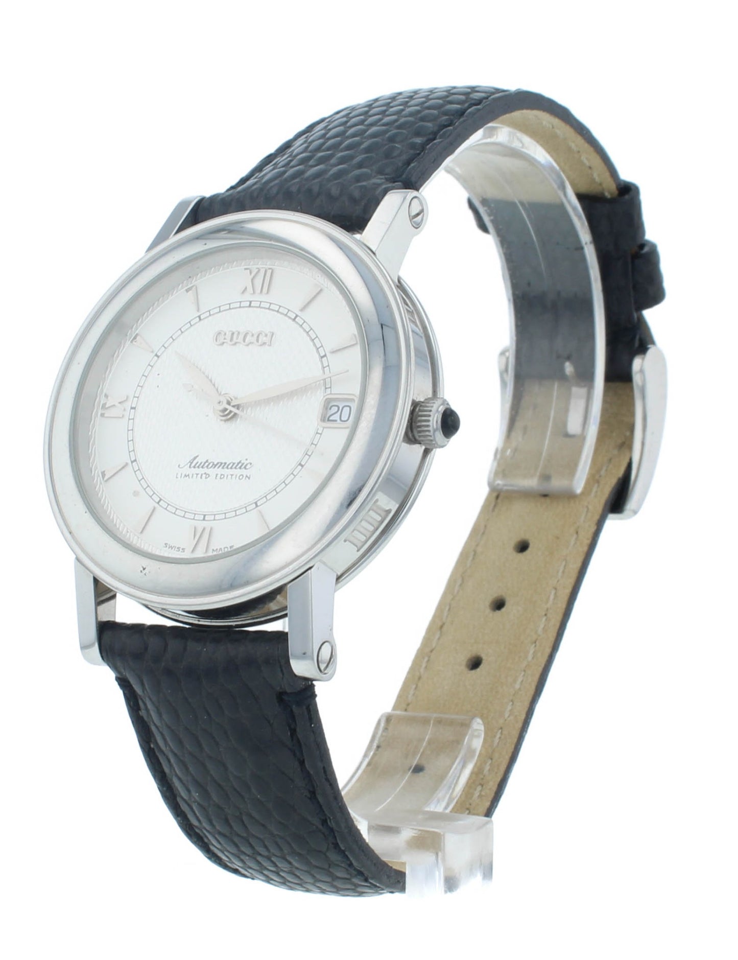 Pre-Owned Gucci 7400 Automatic Steel 34mm Silver Dial Black Strap Unisex Watch