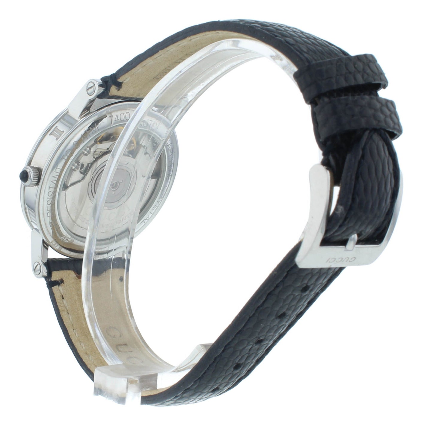 Pre-Owned Gucci 7400 Automatic Steel 34mm Silver Dial Black Strap Unisex Watch