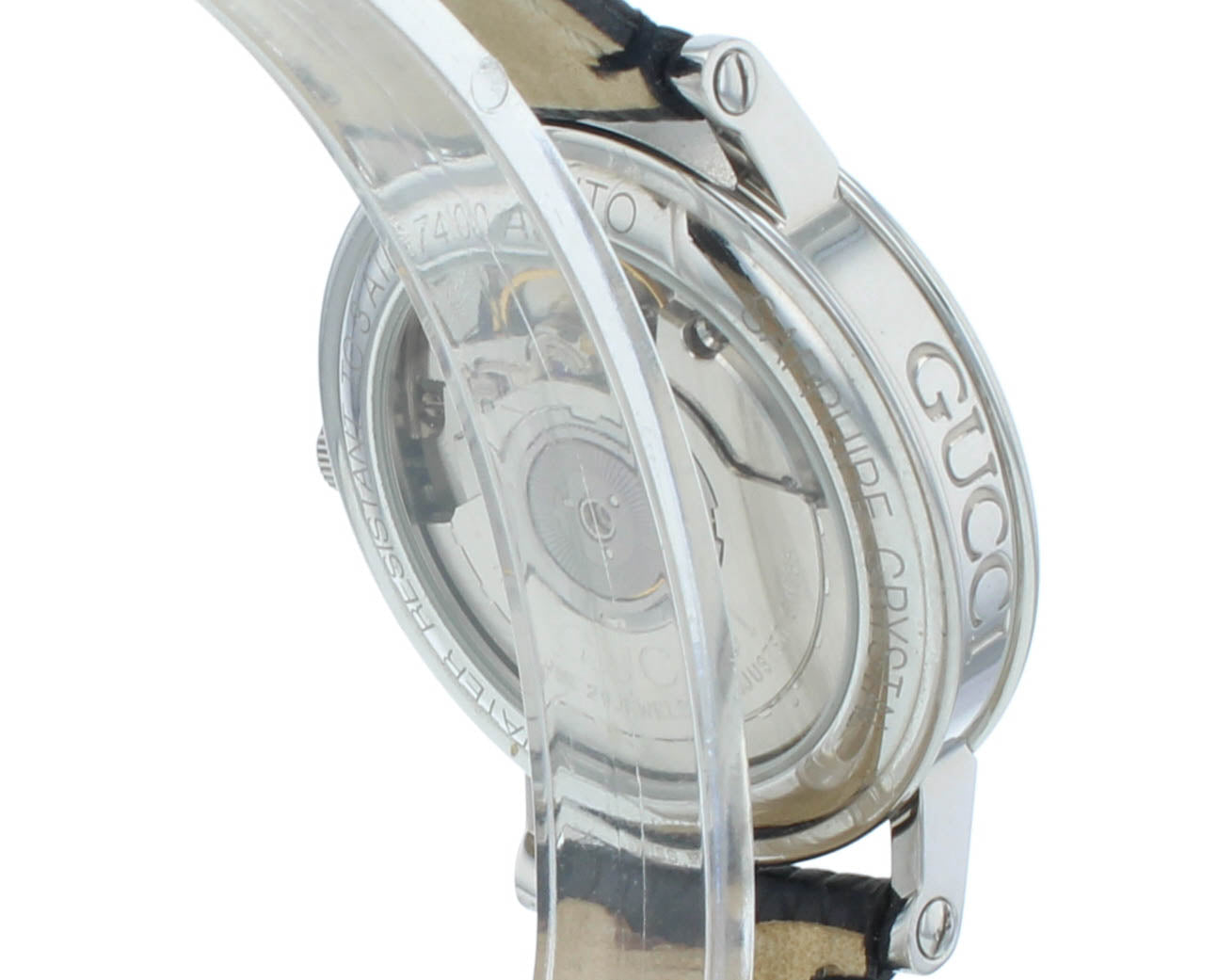 Pre-Owned Gucci 7400 Automatic Steel 34mm Silver Dial Black Strap Unisex Watch
