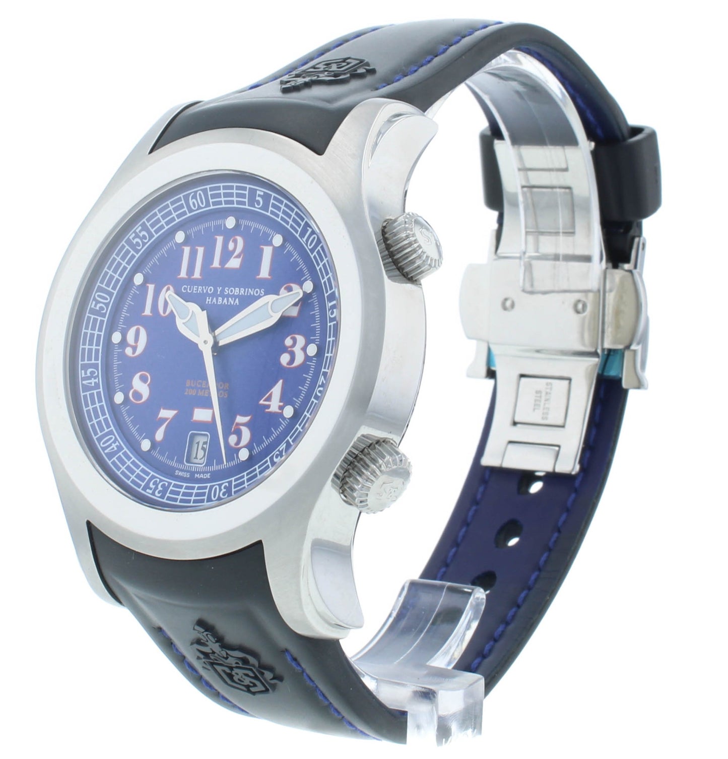 Pre-Owned Cuervo Y Sobrinos Purple Dial Habana 43mm Auto Men's Watch 2806.1AZ