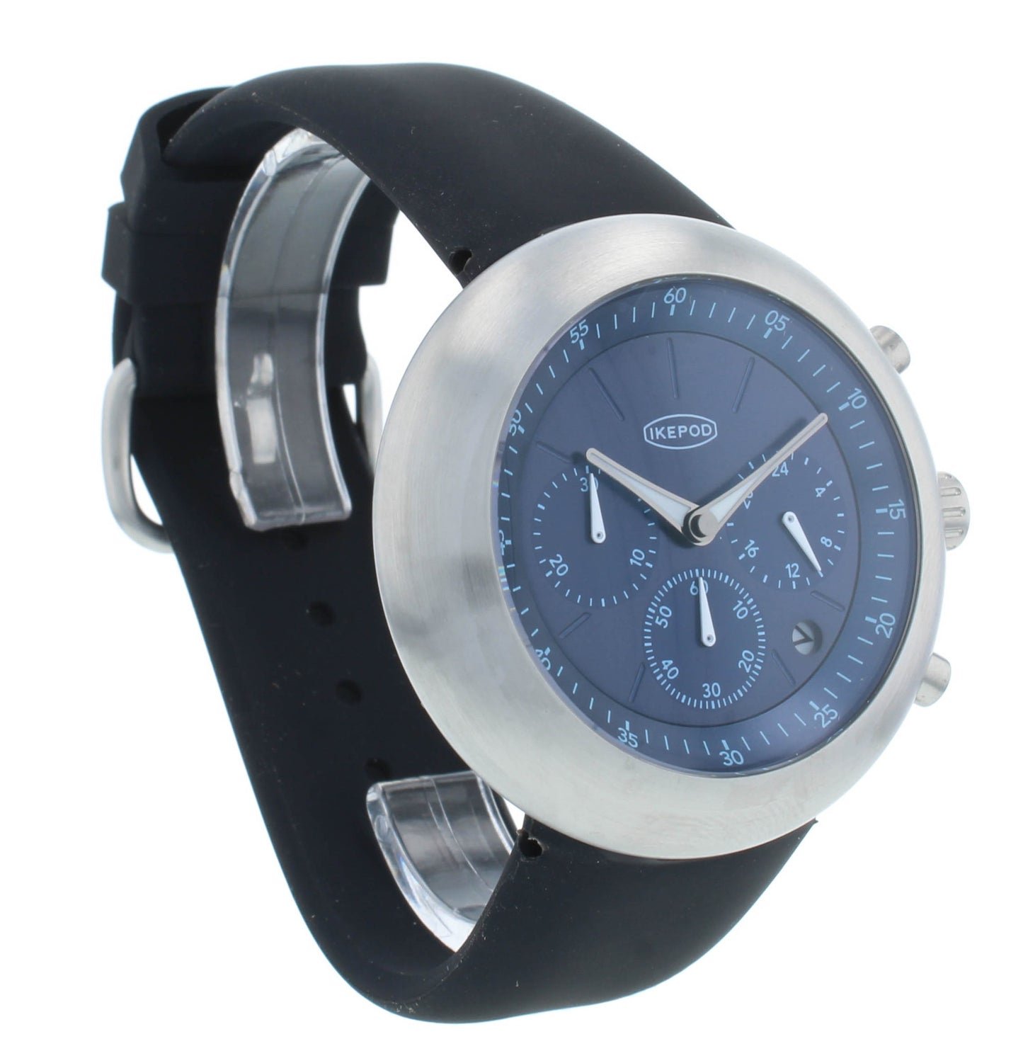 Ikepod Chronopod Quartz 44mm Blue Dial Stainless Steel Men's Watch C006-SI-LB