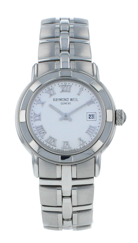 Raymond Weil Parsifal 27mm White Dial Quartz Diamond Ladies Watch 9441-ST-97081