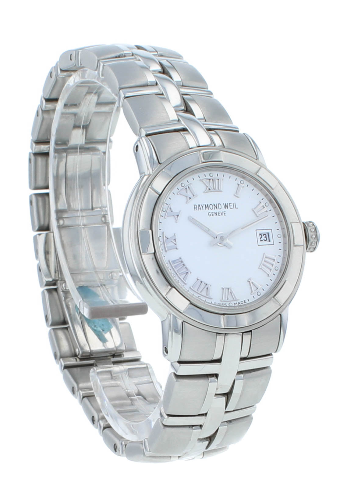 Raymond Weil Parsifal 27mm White Dial Quartz Diamond Ladies Watch 9441-ST-97081