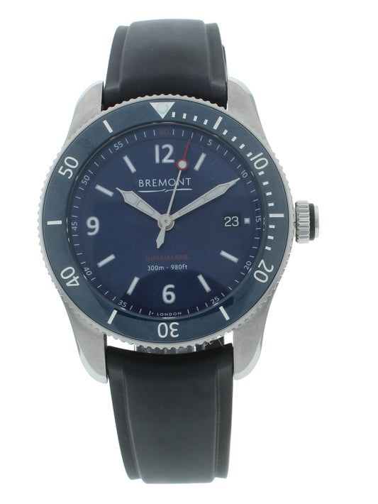 Bremont Supermarine S300 Rubber Strap 40mm Automatic Men’s Watch S300-BL-R-S