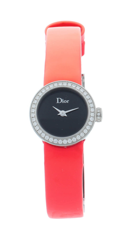 Dior La D De 19mm Black Dial Diamond Bezel Quartz Ladies Watch CD040110A011