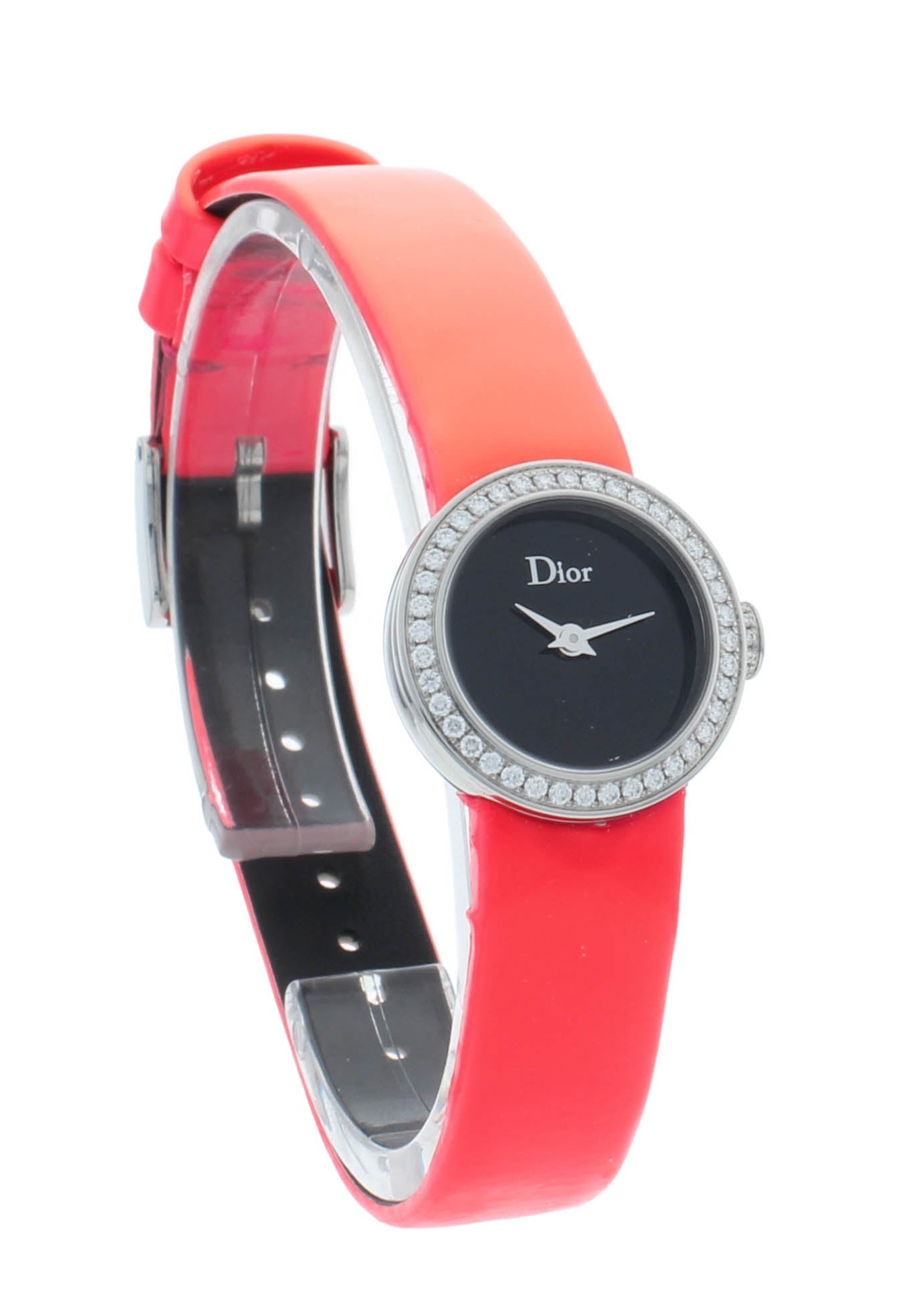 Dior La D De 19mm Black Dial Diamond Bezel Quartz Ladies Watch CD040110A011