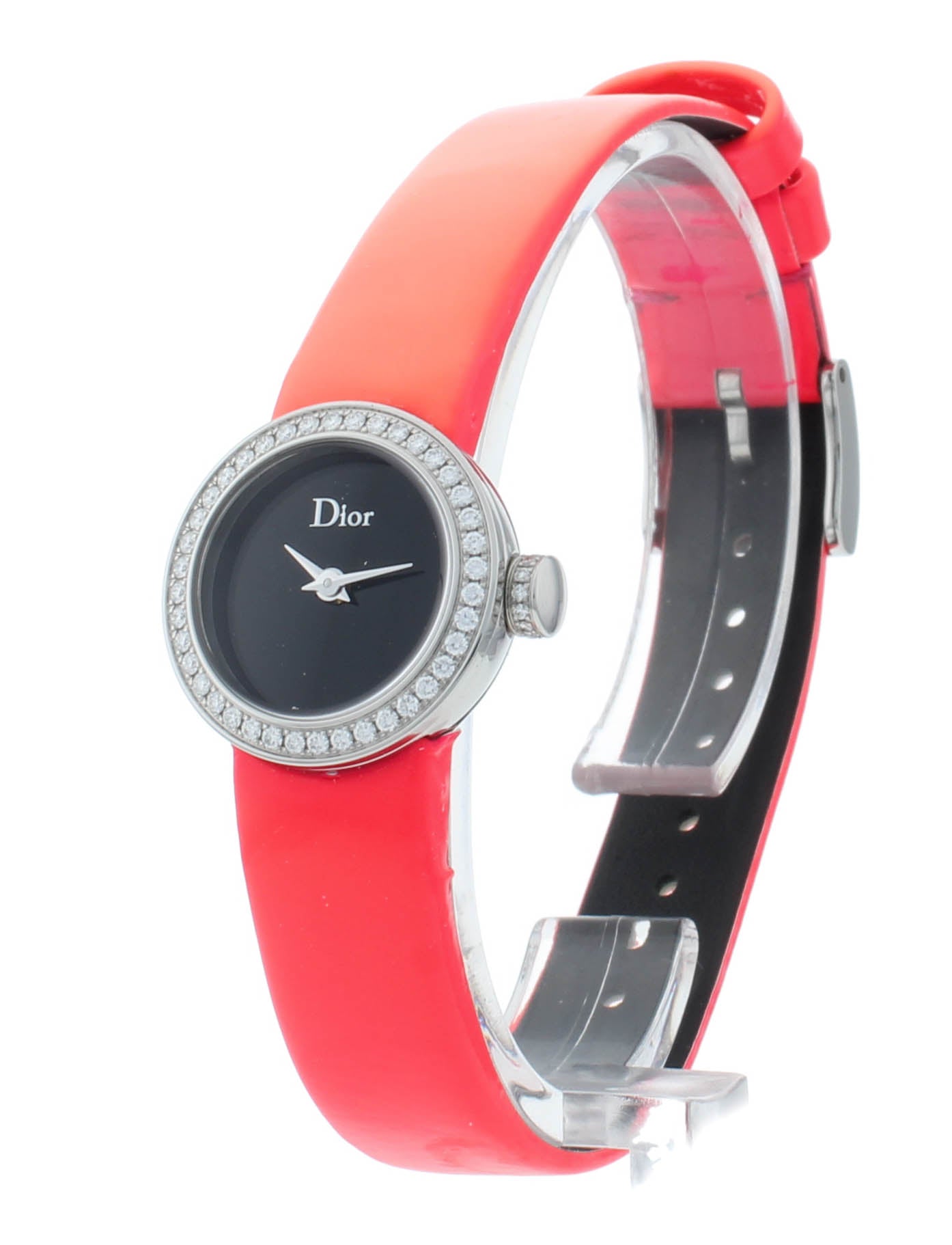 Dior La D De 19mm Black Dial Diamond Bezel Quartz Ladies Watch CD040110A011