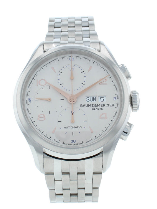 Baume & Mercier Clifton Chronograph Auto Silver Dial 43mm Men's Watch M0A10130