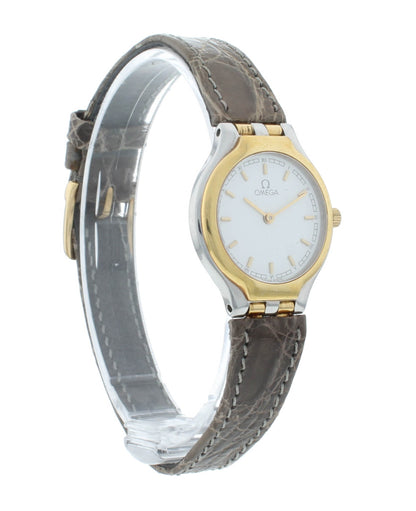 Omega De Ville 23mm Quartz Brown Leather Strap White Dial Ladies Watch