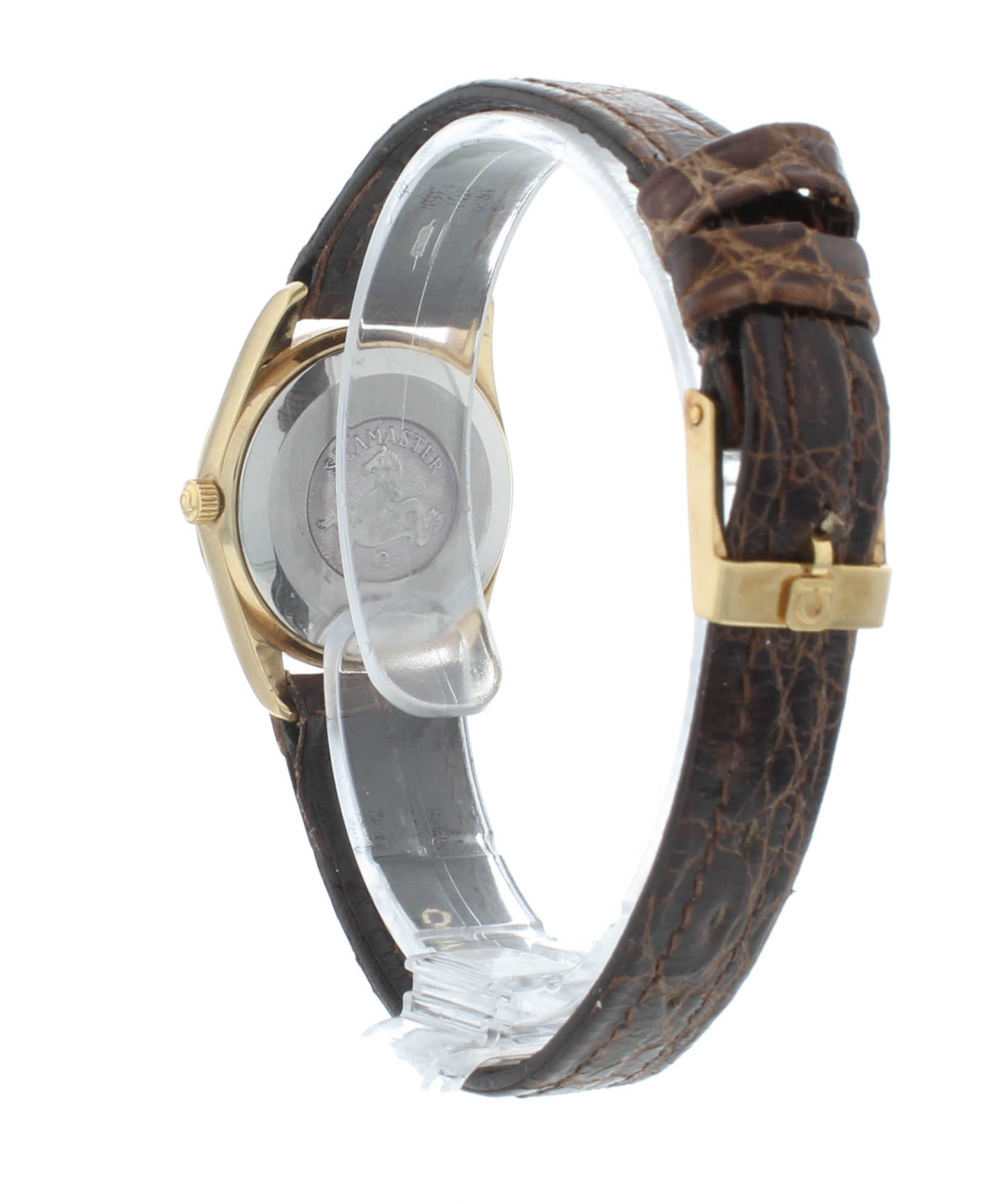 Omega SeaMaster Quartz 23mm Brown Strap Champagne Dial Ladies Watch 1380