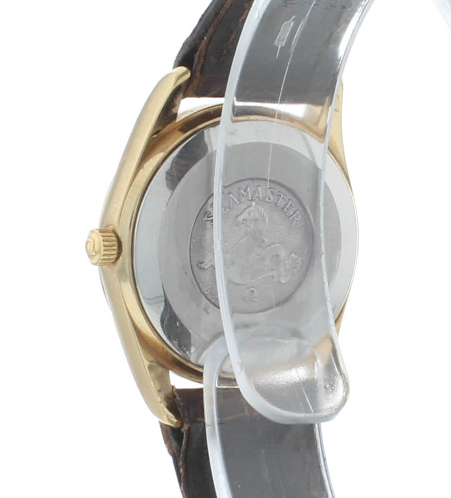 Omega SeaMaster Quartz 23mm Brown Strap Champagne Dial Ladies Watch 1380