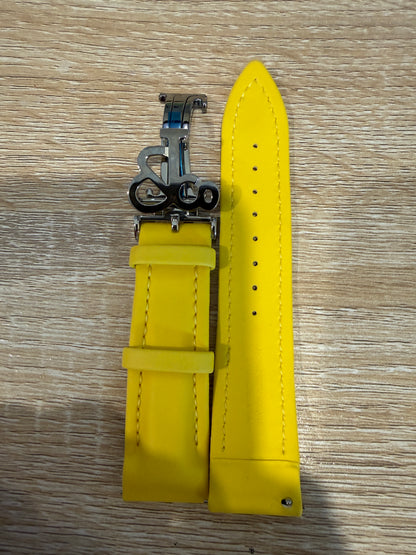 Unworn Original Jacob & Co. Polyurethane 22mm Yellow Strap With Steel Buckle
