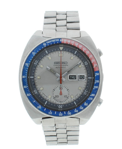 Seiko 6139 Chrono 41mm Automatic Poge Silver Dial Vintage Men's Watch 6139-7070