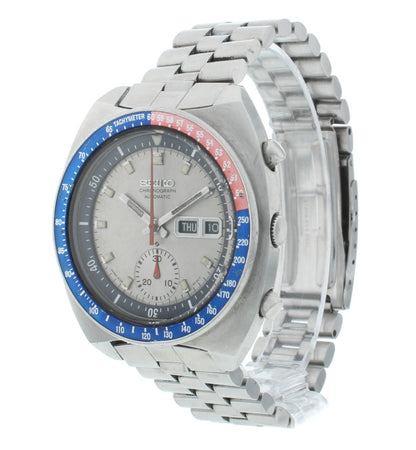 Seiko 6139 Chrono 41mm Automatic Poge Silver Dial Vintage Men's Watch 6139-7070