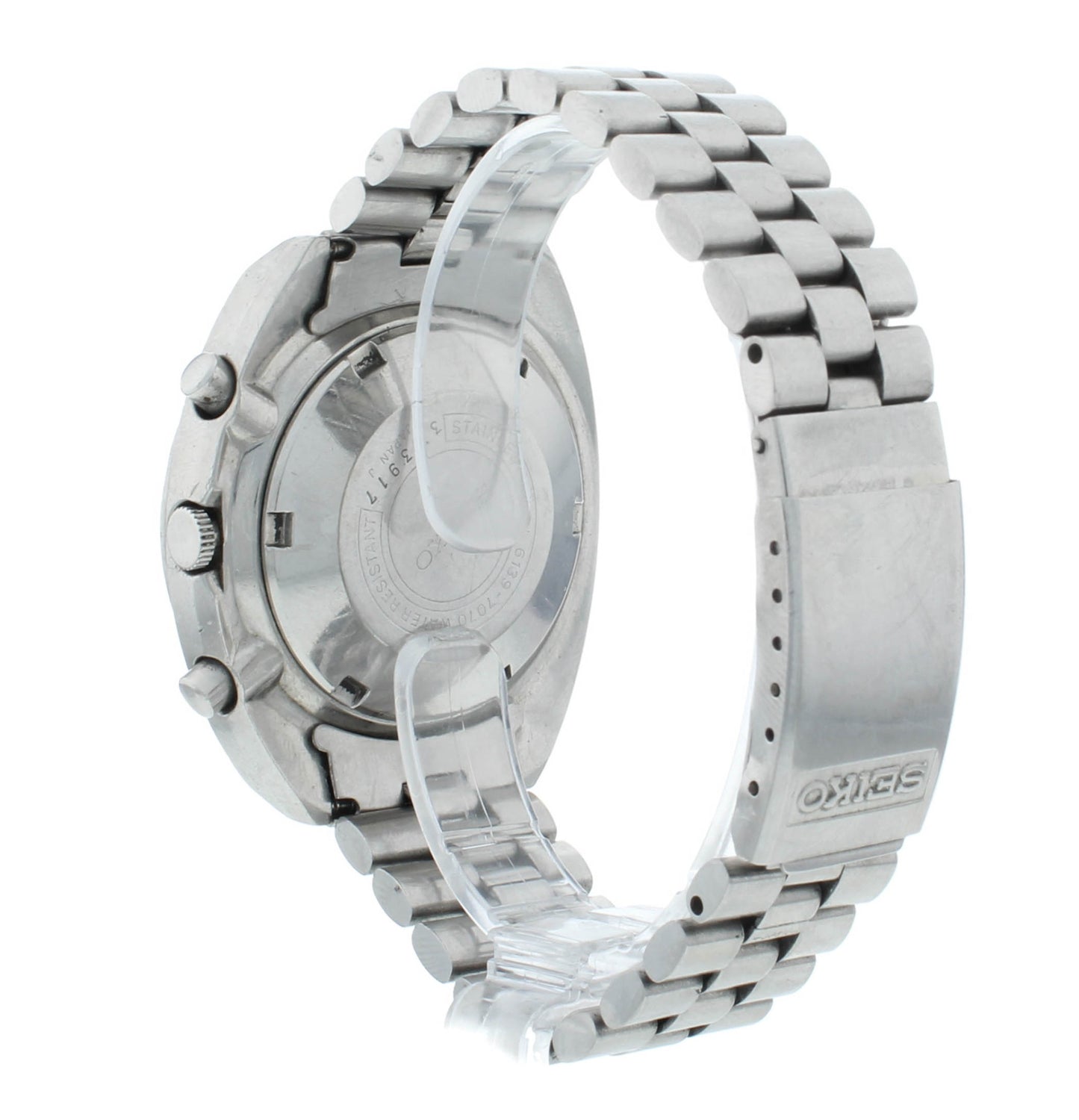 Seiko 6139 Chrono 41mm Automatic Poge Silver Dial Vintage Men's Watch 6139-7070