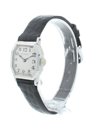 Tiffany & Co. Vintage Manual 18k White Gold Octagonal 23mm Ladies Watch