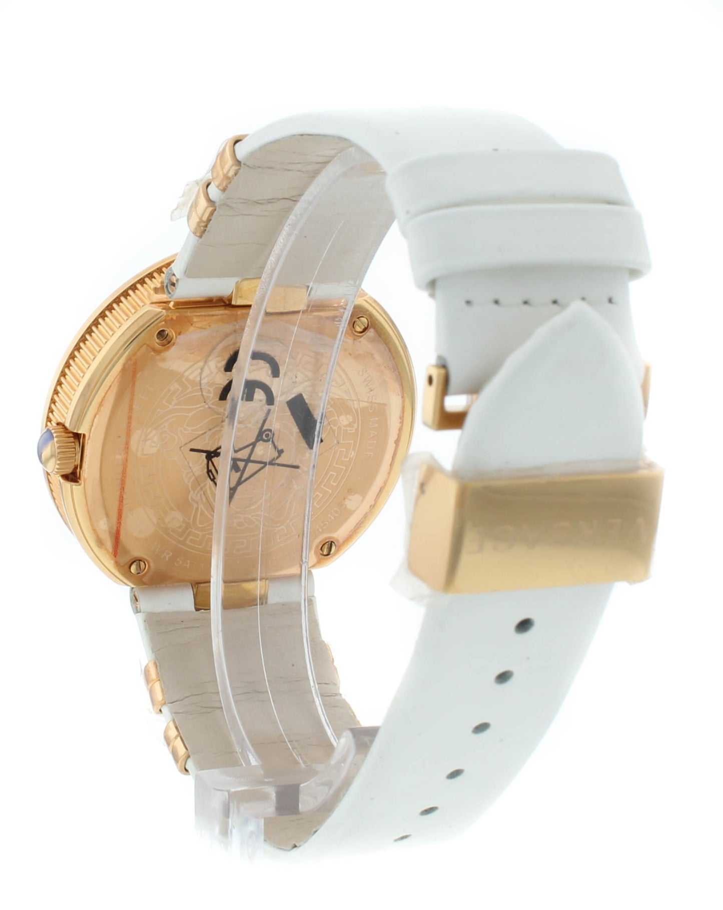 Versace V-Metal Icon Gold Dial Leather Strap 40mm Quartz Men's Watch VLC04 0014