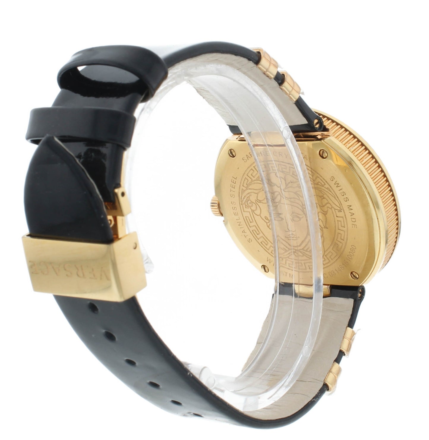 Versace V-Metal Icon Gold Dial Leather Strap 40mm Quartz Men's Watch VLC03 0014