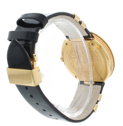 Versace V-Metal Icon Gold Dial Leather Strap 40mm Quartz Men's Watch VLC03 0014
