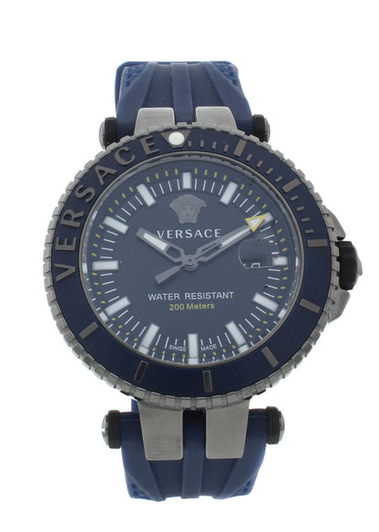 Versace V-Race Diver Blue Dial 46mm Rubber Strap Quartz Men's Watch VAK02 0016