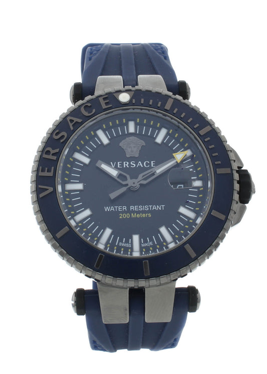Versace V-Race Diver Blue Dial 46mm Rubber Strap Quartz Men's Watch VAK02 0016