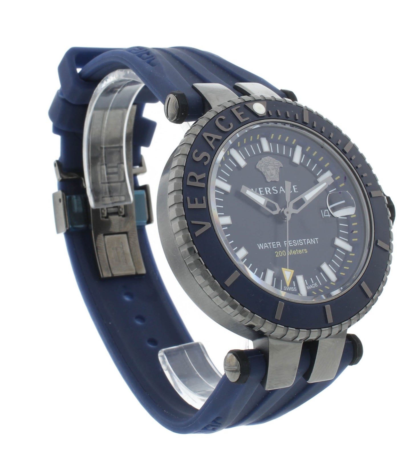 Versace V-Race Diver Blue Dial 46mm Rubber Strap Quartz Men's Watch VAK02 0016