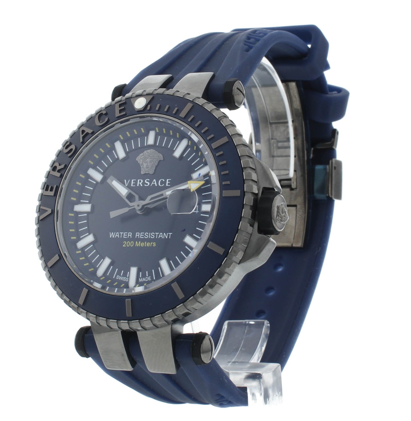 Versace V-Race Diver Blue Dial 46mm Rubber Strap Quartz Men's Watch VAK02 0016
