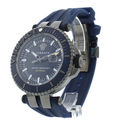 Versace V-Race Diver Blue Dial 46mm Rubber Strap Quartz Men's Watch VAK02 0016