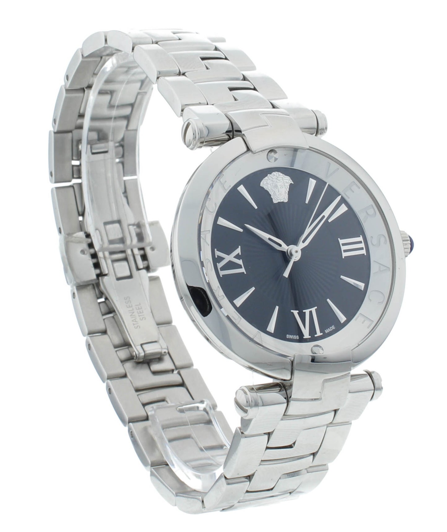 Versace Revive 35mm Quartz Black Dial Stainless Steel Ladies Watch VAI04 0016