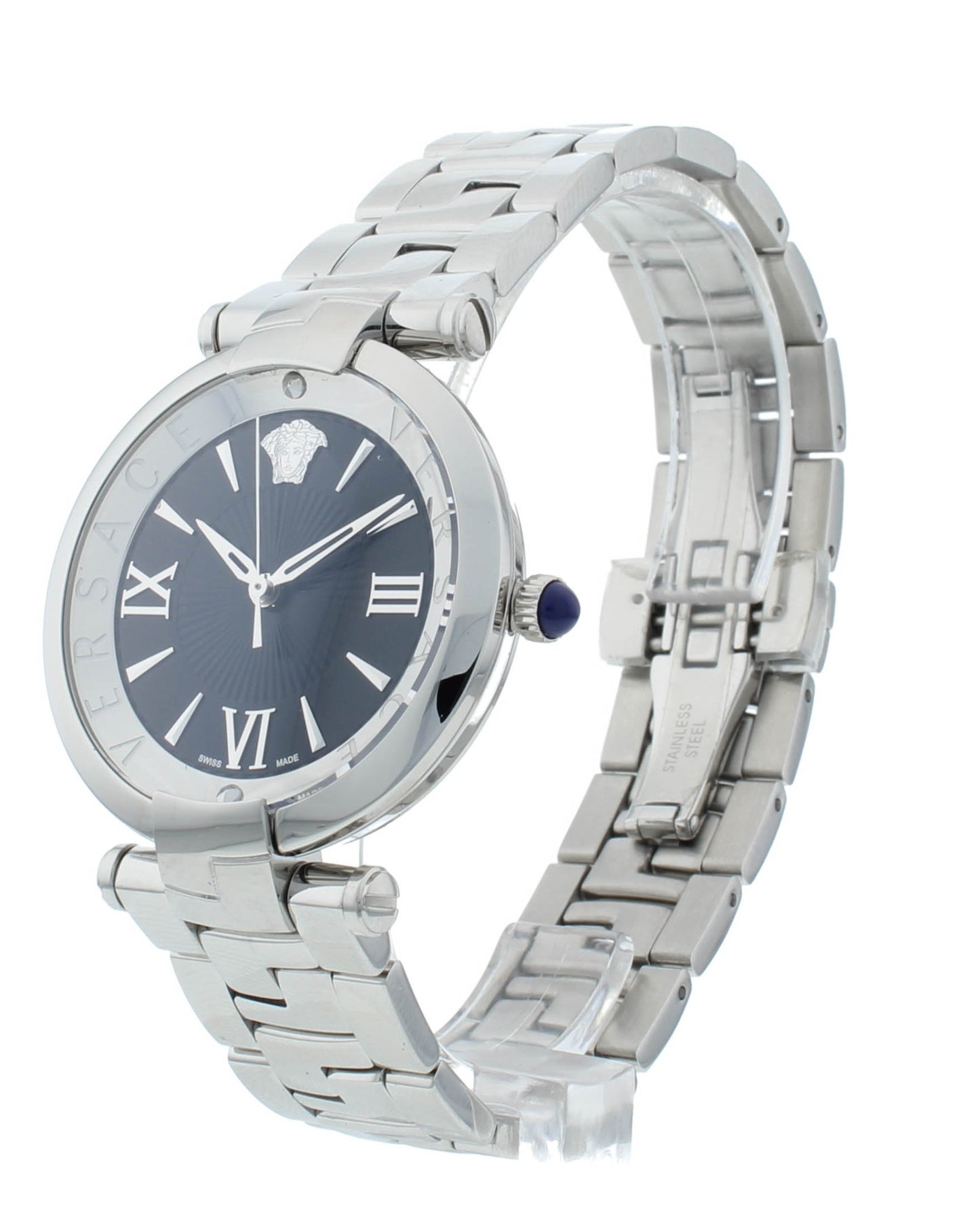 Versace Revive 35mm Quartz Black Dial Stainless Steel Ladies Watch VAI04 0016
