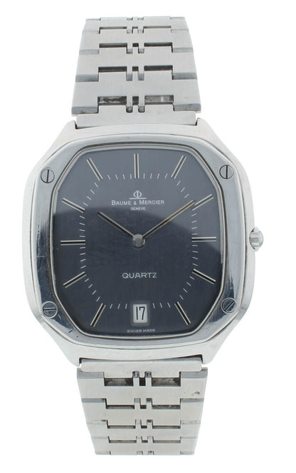 Baume & Mercier Vintage Gray Dial 36mm Stainless Steel Quartz Men's Watch 4100