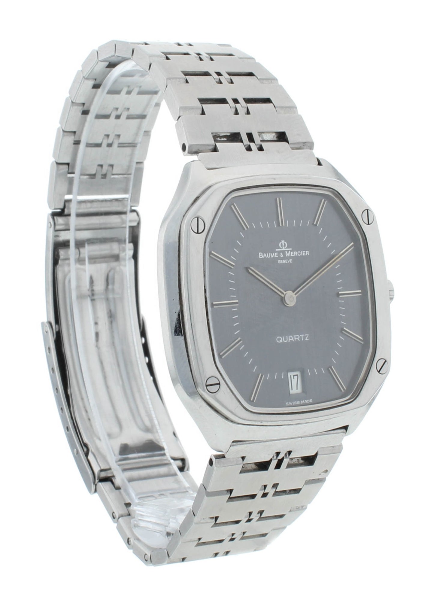 Baume & Mercier Vintage Gray Dial 36mm Stainless Steel Quartz Men's Watch 4100