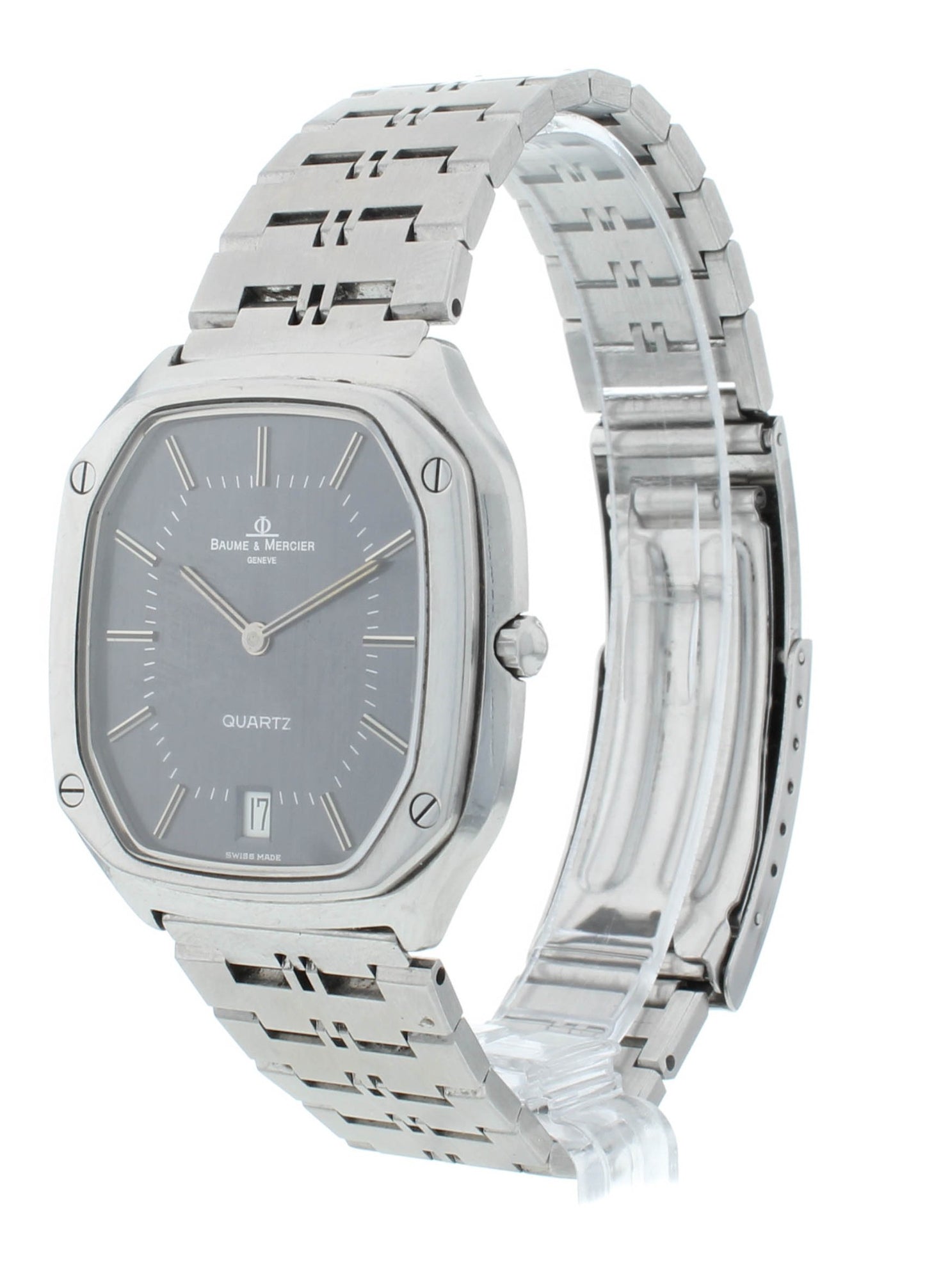 Baume & Mercier Vintage Gray Dial 36mm Stainless Steel Quartz Men's Watch 4100