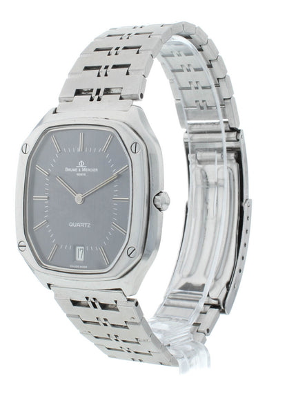 Baume & Mercier Vintage Gray Dial 36mm Stainless Steel Quartz Men's Watch 4100