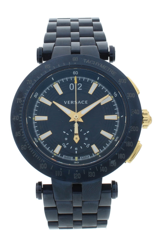 Versace V-Race 42mm Quartz Chronograph Black Dial Men's Watch VAH05 0016