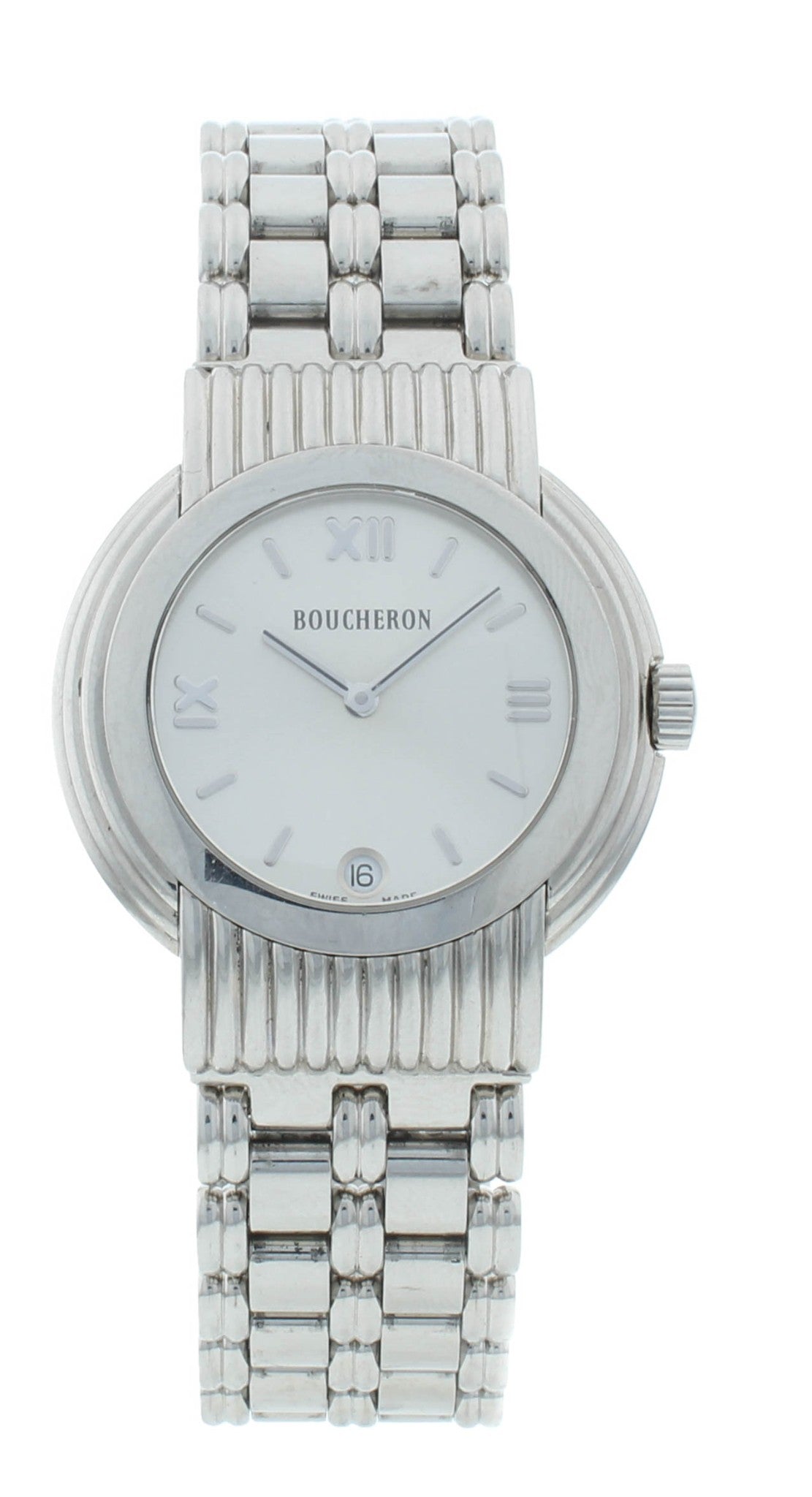 Boucheron Reflet 34mm Quartz Silver Dial Stainless Steel Men's Watch AF-230572