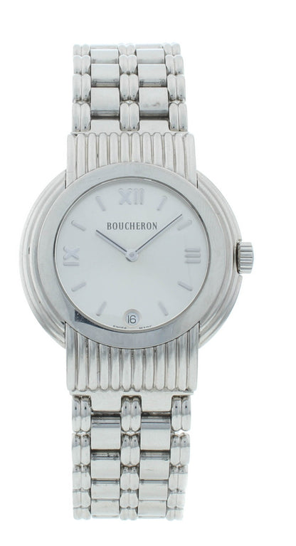 Boucheron Reflet 34mm Quartz Silver Dial Stainless Steel Men's Watch AF-230572