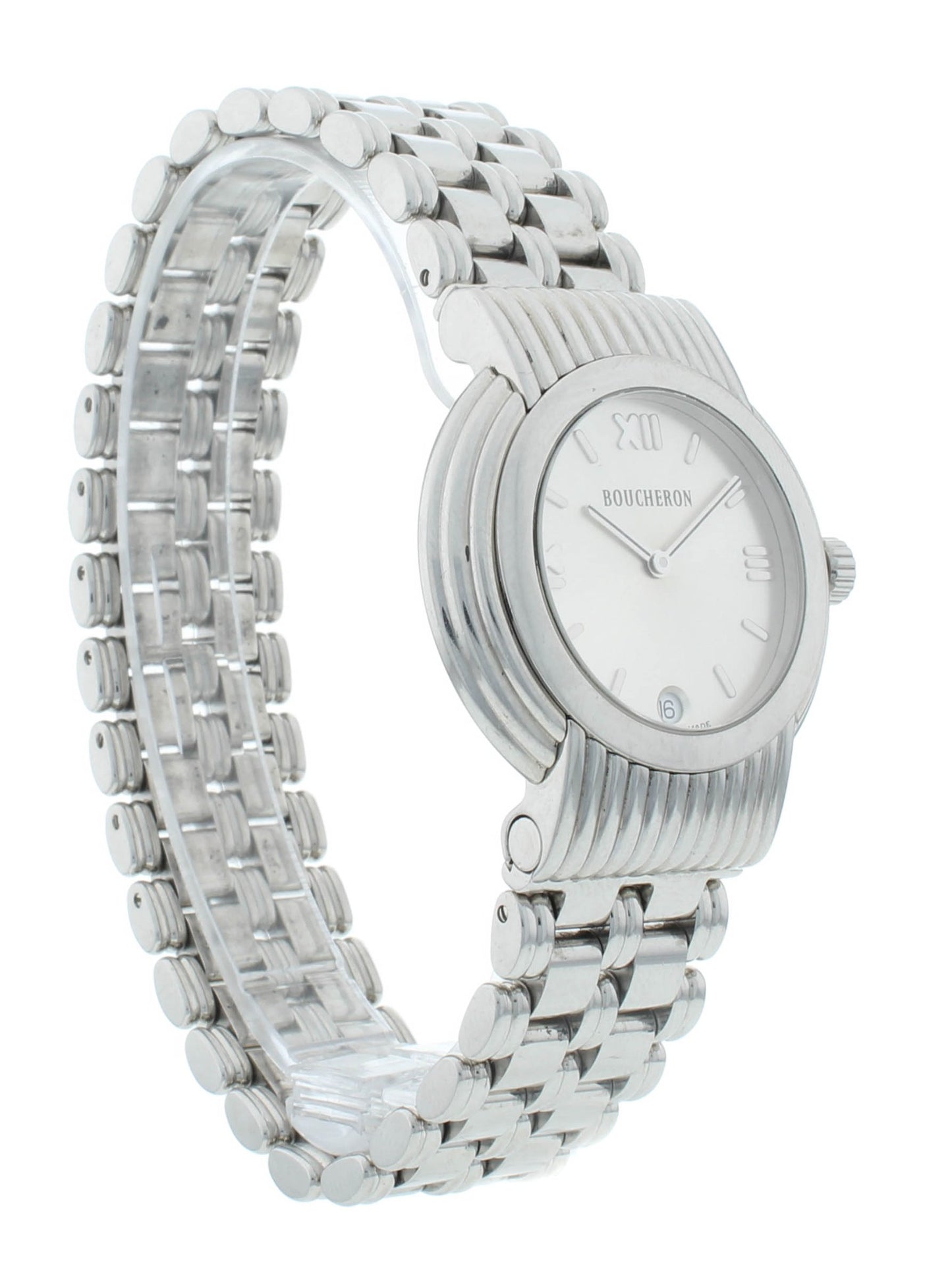 Boucheron Reflet 34mm Quartz Silver Dial Stainless Steel Men's Watch AF-230572