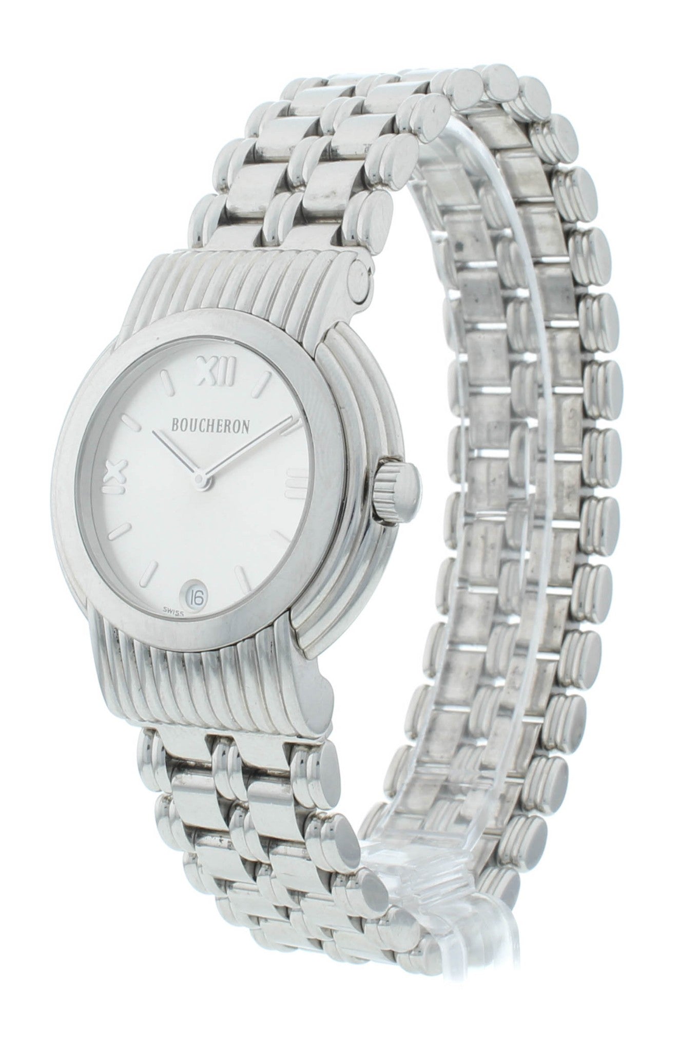 Boucheron Reflet 34mm Quartz Silver Dial Stainless Steel Men's Watch AF-230572