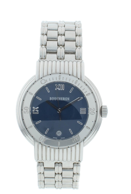 Boucheron Marine 37.5mm Quartz Blue Dial Stainless Steel Men's Watch AG 213680