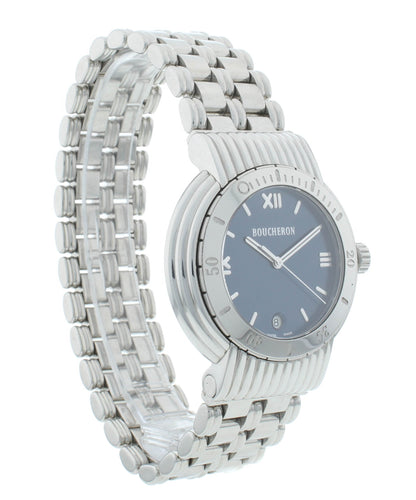 Boucheron Marine 37.5mm Quartz Blue Dial Stainless Steel Men's Watch AG 213680