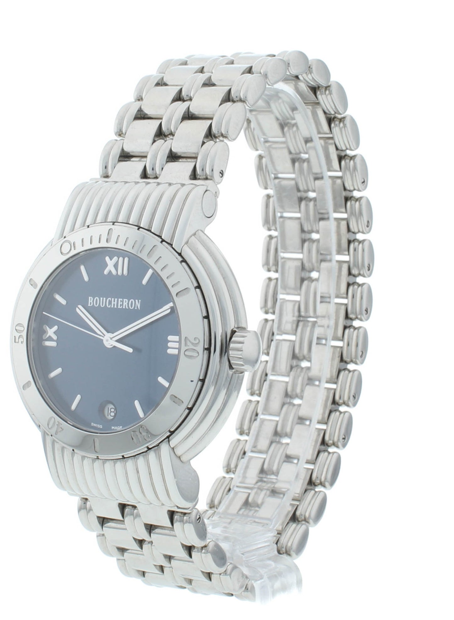 Boucheron Marine 37.5mm Quartz Blue Dial Stainless Steel Men's Watch AG 213680