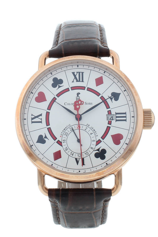 Colomer & Son 41mm Automatic Silver Poker Dial Rose Gold Tone Men's Watch CSN08