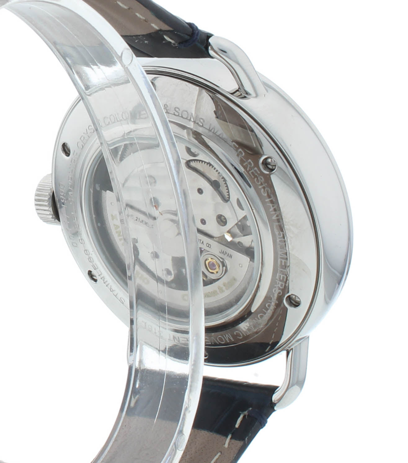 Colomer & Son 41mm Automatic Silver Dial Blue Leather Strap Men's Watch CSN05
